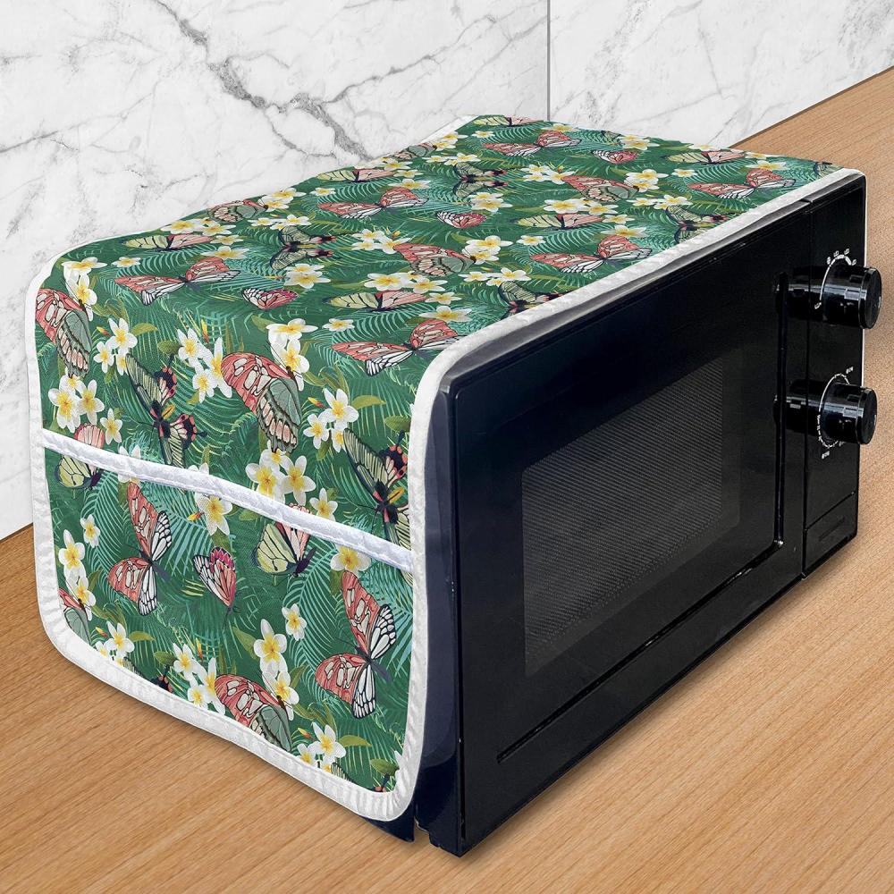 imageAmbesonne Valentines Day Microwave Oven Cover Continuing Composition of Dotted Heart Shapes Water Resistant Organizer with Pockets for Kitchen 36 x 12 Ruby PinkForest Green Multicolor