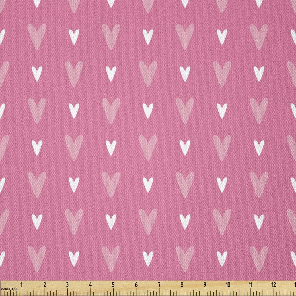 imageAmbesonne Vintage Valentine Fabric by The Yard Repetitive Pattern with Tender Little Hearts Stretch Knit Fabric for Clothing Sewing and Arts Crafts 1 Yard Pink Pale Pink and WhitePink Pale Pink and White