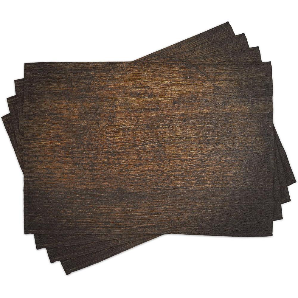 imageAmbesonne Wooden Print Place Mats Set of 8 Old Vintage Antique Timber Oak Background Rustic Floor Artisan Photo Washable Fabric Placemats for Dining Table Placemat 8 pcs Chestnut Brown