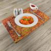 Ambesonne Burnt Orange Place Mats Set of 4, Vintage Mosaic Background Quadratic Little Geometric Squares Faded Print, Washable Fabric Placemats for Dining Table, Standard Size, Orange Mustard