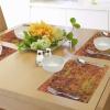 Ambesonne Burnt Orange Place Mats Set of 4, Vintage Mosaic Background Quadratic Little Geometric Squares Faded Print, Washable Fabric Placemats for Dining Table, Standard Size, Orange Mustard