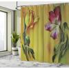 Ambesonne Country Shower Curtain, Painting of Curving Tulips Romantic Dramatic Blooming Flower Retro Art Print, Cloth Fabric Bathroom Decor Set with Hooks, 69″ W x 70″ L, Pink Yellow Green