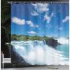 Ambesonne Fantasy Shower Curtain, Hot Air Balloons in The Clouds Dream Journey to Secret Paradise Romantic Design, Cloth Fabric Bathroom Decor Set with Hooks, 69″ W x 75″ L, Purple White(Blue White Green)