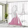 Ambesonne Fantasy Shower Curtain, Hot Air Balloons in The Clouds Dream Journey to Secret Paradise Romantic Design, Cloth Fabric Bathroom Decor Set with Hooks, 69″ W x 75″ L, Purple White(White Pink)