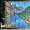 Ambesonne Fantasy Shower Curtain, Hot Air Balloons in The Clouds Dream Journey to Secret Paradise Romantic Design, Cloth Fabric Bathroom Decor Set with Hooks, 69″ W x 75″ L, Purple White(Green Blue)