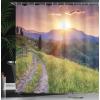 Ambesonne Fantasy Shower Curtain, Hot Air Balloons in The Clouds Dream Journey to Secret Paradise Romantic Design, Cloth Fabric Bathroom Decor Set with Hooks, 69″ W x 75″ L, Purple White(Purple Grey)