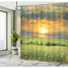 Ambesonne Fantasy Shower Curtain, Hot Air Balloons in The Clouds Dream Journey to Secret Paradise Romantic Design, Cloth Fabric Bathroom Decor Set with Hooks, 69″ W x 75″ L, Purple White(Blue Green)