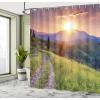 Ambesonne Fantasy Shower Curtain, Hot Air Balloons in The Clouds Dream Journey to Secret Paradise Romantic Design, Cloth Fabric Bathroom Decor Set with Hooks, 69″ W x 75″ L, Purple White(Purple Grey)
