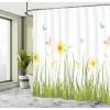 Ambesonne Fantasy Shower Curtain, Hot Air Balloons in The Clouds Dream Journey to Secret Paradise Romantic Design, Cloth Fabric Bathroom Decor Set with Hooks, 69″ W x 75″ L, Purple White(Green Yellow)