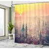 Ambesonne Fantasy Shower Curtain, Hot Air Balloons in The Clouds Dream Journey to Secret Paradise Romantic Design, Cloth Fabric Bathroom Decor Set with Hooks, 69″ W x 75″ L, Purple White(Ruby)