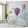 Ambesonne Fantasy Shower Curtain, Hot Air Balloons in The Clouds Dream Journey to Secret Paradise Romantic Design, Cloth Fabric Bathroom Decor Set with Hooks, 69″ W x 75″ L, Purple White(Purple White)