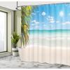 Ambesonne Fantasy Shower Curtain, Hot Air Balloons in The Clouds Dream Journey to Secret Paradise Romantic Design, Cloth Fabric Bathroom Decor Set with Hooks, 69″ W x 75″ L, Purple White(Turquoise Cream)