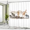 Ambesonne Fantasy Shower Curtain, Hot Air Balloons in The Clouds Dream Journey to Secret Paradise Romantic Design, Cloth Fabric Bathroom Decor Set with Hooks, 69″ W x 75″ L, Purple White(Brown Beige)