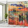Ambesonne Fantasy Shower Curtain, Hot Air Balloons in The Clouds Dream Journey to Secret Paradise Romantic Design, Cloth Fabric Bathroom Decor Set with Hooks, 69″ W x 75″ L, Purple White(Vermilion)