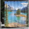 Ambesonne Fantasy Shower Curtain, Hot Air Balloons in The Clouds Dream Journey to Secret Paradise Romantic Design, Cloth Fabric Bathroom Decor Set with Hooks, 69″ W x 75″ L, Purple White(Green Azure)