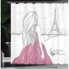 Ambesonne Fantasy Shower Curtain, Hot Air Balloons in The Clouds Dream Journey to Secret Paradise Romantic Design, Cloth Fabric Bathroom Decor Set with Hooks, 69″ W x 75″ L, Purple White(White Pink)