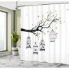 Ambesonne Fantasy Shower Curtain, Hot Air Balloons in The Clouds Dream Journey to Secret Paradise Romantic Design, Cloth Fabric Bathroom Decor Set with Hooks, 69″ W x 75″ L, Purple White(Apple Green)