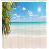 Ambesonne Fantasy Shower Curtain, Hot Air Balloons in The Clouds Dream Journey to Secret Paradise Romantic Design, Cloth Fabric Bathroom Decor Set with Hooks, 69″ W x 75″ L, Purple White(Turquoise Cream)