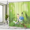 Ambesonne Fantasy Shower Curtain, Hot Air Balloons in The Clouds Dream Journey to Secret Paradise Romantic Design, Cloth Fabric Bathroom Decor Set with Hooks, 69″ W x 75″ L, Purple White(Green Pink)