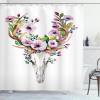 Ambesonne Fantasy Shower Curtain, Hot Air Balloons in The Clouds Dream Journey to Secret Paradise Romantic Design, Cloth Fabric Bathroom Decor Set with Hooks, 69″ W x 75″ L, Purple White(Brown Purple)