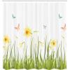 Ambesonne Fantasy Shower Curtain, Hot Air Balloons in The Clouds Dream Journey to Secret Paradise Romantic Design, Cloth Fabric Bathroom Decor Set with Hooks, 69″ W x 75″ L, Purple White(Green Yellow)