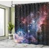 Ambesonne Fantasy Shower Curtain, Hot Air Balloons in The Clouds Dream Journey to Secret Paradise Romantic Design, Cloth Fabric Bathroom Decor Set with Hooks, 69″ W x 75″ L, Purple White(Navy Pink)