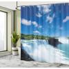 Ambesonne Fantasy Shower Curtain, Hot Air Balloons in The Clouds Dream Journey to Secret Paradise Romantic Design, Cloth Fabric Bathroom Decor Set with Hooks, 69″ W x 75″ L, Purple White(Blue White Green)