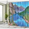Ambesonne Fantasy Shower Curtain, Hot Air Balloons in The Clouds Dream Journey to Secret Paradise Romantic Design, Cloth Fabric Bathroom Decor Set with Hooks, 69″ W x 75″ L, Purple White(Green Blue)