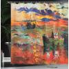 Ambesonne Fantasy Shower Curtain, Hot Air Balloons in The Clouds Dream Journey to Secret Paradise Romantic Design, Cloth Fabric Bathroom Decor Set with Hooks, 69″ W x 75″ L, Purple White(Vermilion)