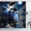 Ambesonne Fantasy Shower Curtain, Hot Air Balloons in The Clouds Dream Journey to Secret Paradise Romantic Design, Cloth Fabric Bathroom Decor Set with Hooks, 69″ W x 75″ L, Purple White(Navy)