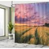 Ambesonne Fantasy Shower Curtain, Hot Air Balloons in The Clouds Dream Journey to Secret Paradise Romantic Design, Cloth Fabric Bathroom Decor Set with Hooks, 69″ W x 75″ L, Purple White(Yellow Green)