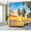 Ambesonne Fantasy Shower Curtain, Hot Air Balloons in The Clouds Dream Journey to Secret Paradise Romantic Design, Cloth Fabric Bathroom Decor Set with Hooks, 69″ W x 75″ L, Purple White(Sunset Sea Blue)