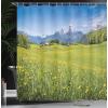 Ambesonne Fantasy Shower Curtain, Hot Air Balloons in The Clouds Dream Journey to Secret Paradise Romantic Design, Cloth Fabric Bathroom Decor Set with Hooks, 69″ W x 75″ L, Purple White(Aqua Green)