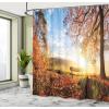 Ambesonne Fantasy Shower Curtain, Hot Air Balloons in The Clouds Dream Journey to Secret Paradise Romantic Design, Cloth Fabric Bathroom Decor Set with Hooks, 69″ W x 75″ L, Purple White(Orange Blue and Red)