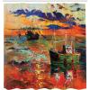 Ambesonne Fantasy Shower Curtain, Hot Air Balloons in The Clouds Dream Journey to Secret Paradise Romantic Design, Cloth Fabric Bathroom Decor Set with Hooks, 69″ W x 75″ L, Purple White(Vermilion)