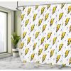 Ambesonne Fantasy Shower Curtain, Hot Air Balloons in The Clouds Dream Journey to Secret Paradise Romantic Design, Cloth Fabric Bathroom Decor Set with Hooks, 69″ W x 75″ L, Purple White(Black Yellow)