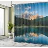 Ambesonne Fantasy Shower Curtain, Hot Air Balloons in The Clouds Dream Journey to Secret Paradise Romantic Design, Cloth Fabric Bathroom Decor Set with Hooks, 69″ W x 75″ L, Purple White(Green Teal)