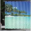Ambesonne Fantasy Shower Curtain, Hot Air Balloons in The Clouds Dream Journey to Secret Paradise Romantic Design, Cloth Fabric Bathroom Decor Set with Hooks, 69″ W x 75″ L, Purple White(Green Turquoise)