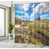 Ambesonne Fantasy Shower Curtain, Hot Air Balloons in The Clouds Dream Journey to Secret Paradise Romantic Design, Cloth Fabric Bathroom Decor Set with Hooks, 69″ W x 75″ L, Purple White(Green White)