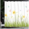 Ambesonne Fantasy Shower Curtain, Hot Air Balloons in The Clouds Dream Journey to Secret Paradise Romantic Design, Cloth Fabric Bathroom Decor Set with Hooks, 69″ W x 75″ L, Purple White(Green Yellow)