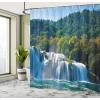 Ambesonne Fantasy Shower Curtain, Hot Air Balloons in The Clouds Dream Journey to Secret Paradise Romantic Design, Cloth Fabric Bathroom Decor Set with Hooks, 69″ W x 75″ L, Purple White(Green Blue Ivory)