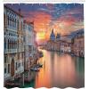 Ambesonne Fantasy Shower Curtain, Hot Air Balloons in The Clouds Dream Journey to Secret Paradise Romantic Design, Cloth Fabric Bathroom Decor Set with Hooks, 69″ W x 75″ L, Purple White(Burnt Sienna)
