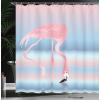 Ambesonne Flamingo Shower Curtain, Illustration of Royal Animal in The Lake Soft Pale Romantic Colors Art Work, Cloth Fabric Bathroom Decor Set with Hooks, 69″ W x 70″ L, Pink Blue