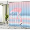 Ambesonne Flamingo Shower Curtain, Illustration of Royal Animal in The Lake Soft Pale Romantic Colors Art Work, Cloth Fabric Bathroom Decor Set with Hooks, 69″ W x 70″ L, Pink Blue