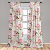 Ambesonne Floral Curtains, Romantic Concept Art Featuring Rose Flowers Hearts Leaves Valentine, Window Treatments 2 Panel Set for Living Room Bedroom, Pair of – 28″ x 84″, Pastel Pink and Fern Green(Pastel Pink and Fern Green)