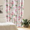 Ambesonne Floral Curtains, Romantic Concept Art Featuring Rose Flowers Hearts Leaves Valentine, Window Treatments 2 Panel Set for Living Room Bedroom, Pair of – 28″ x 84″, Pastel Pink and Fern Green(Pastel Pink and Fern Green)