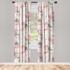 Ambesonne Floral Curtains, Romantic Concept Art Featuring Rose Flowers Hearts Leaves Valentine, Window Treatments 2 Panel Set for Living Room Bedroom, Pair of – 28″ x 84″, Pastel Pink and Fern Green(Pastel Pink and Fern Green)