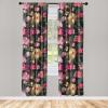 Ambesonne Floral Curtains, Roses for Valentine Love Team Holiday Celebration Botanical Artwork on Hue Back, Window Treatments 2 Panel Set for Living Room Bedroom, Pair of – 28″ x 95″, Dimgray Blush(Pale Yellow and Hot Pink)