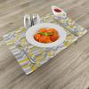 Ambesonne Grey and Yellow Place Mats Set of 4, Geometric Vintage 60s Home Pattern Inspired Herringbone Zig Zag Lines, Washable Fabric Placemats for Dining Table, Standard Size, Yellow Grey