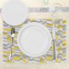 Ambesonne Grey and Yellow Place Mats Set of 4, Geometric Vintage 60s Home Pattern Inspired Herringbone Zig Zag Lines, Washable Fabric Placemats for Dining Table, Standard Size, Yellow Grey